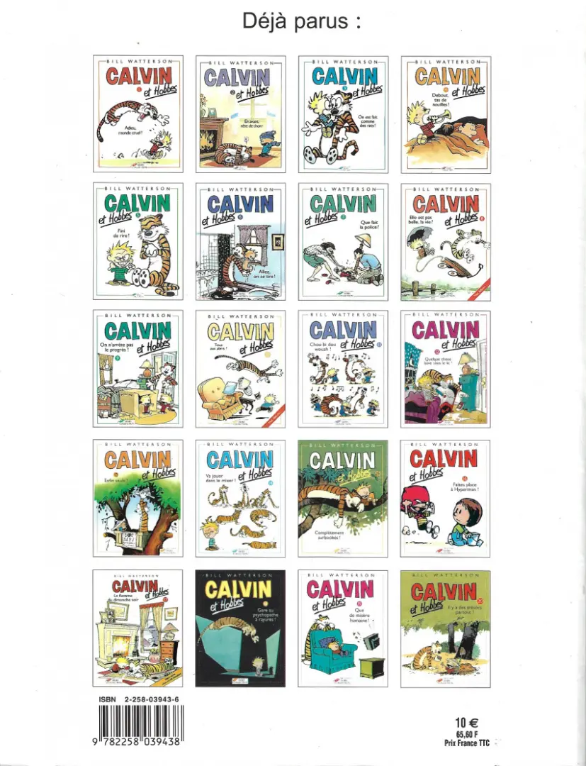 Verso de l'album Calvin et Hobbes Tome 13 Enfin seuls !