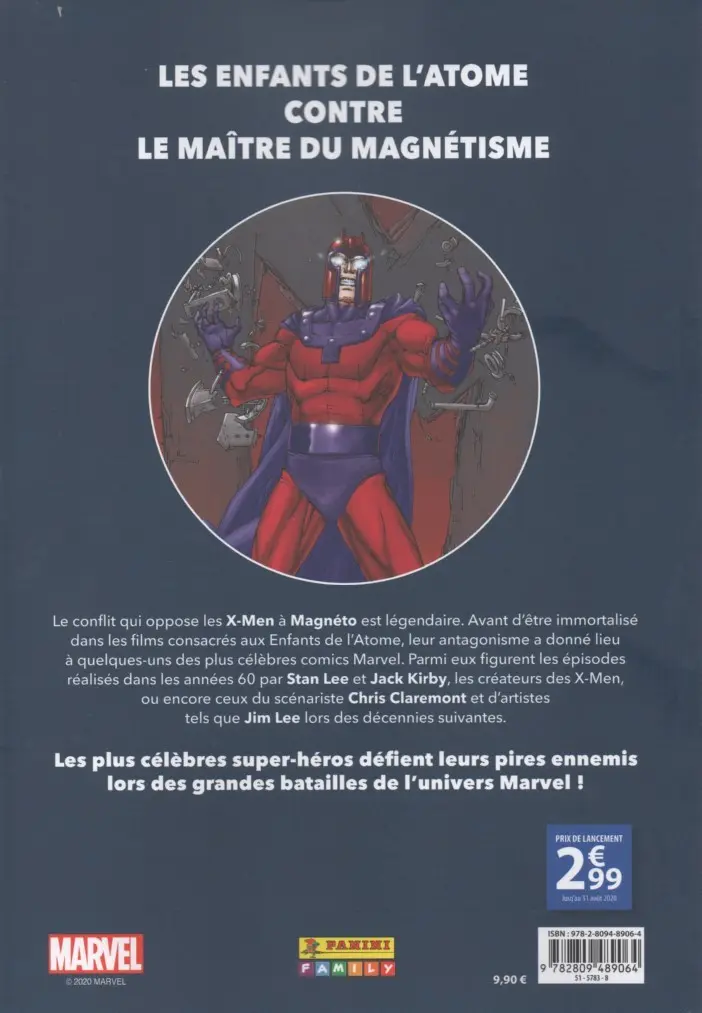Verso de l'album Marvel - Les Grandes Batailles Tome 4 X-Men VS Magnéto