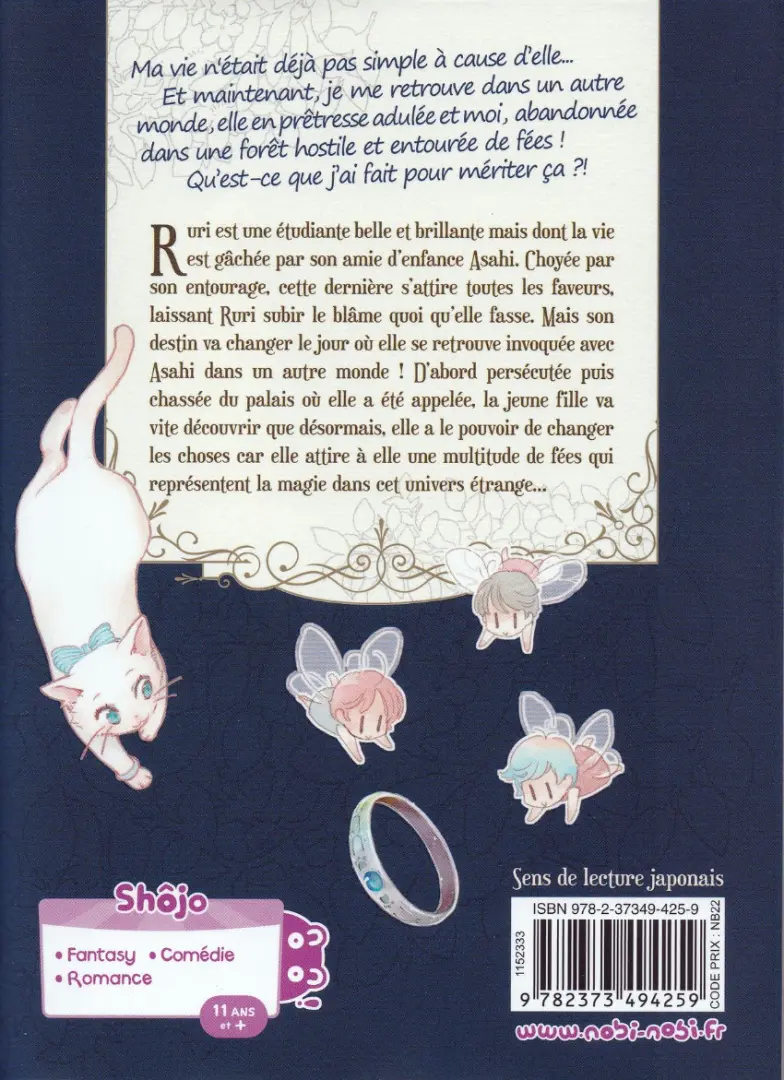 Verso de l'album Les fées, le Roi-Dragon et moi (en chat) 1