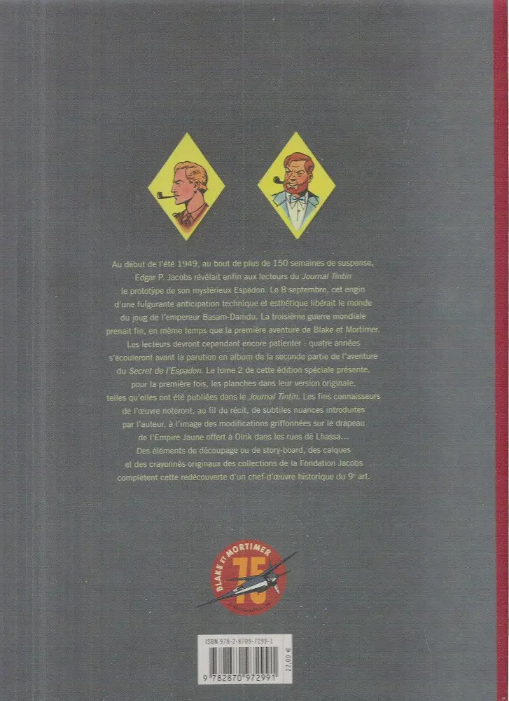 Verso de l'album Blake et Mortimer Tome 2 Le secret de l'Espadon - Tome 2