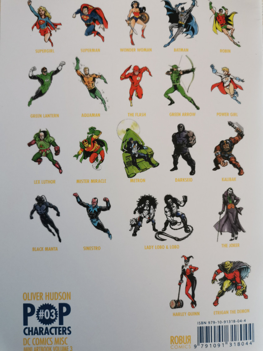 Verso de l'album Pop characters Volume 3 DC Comics Misc Mini Artbook