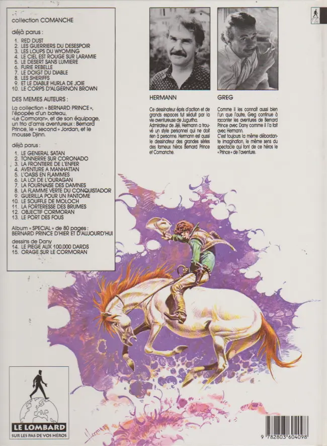 Verso de l'album Comanche Tome 10 Le corps d'Algernon Brown
