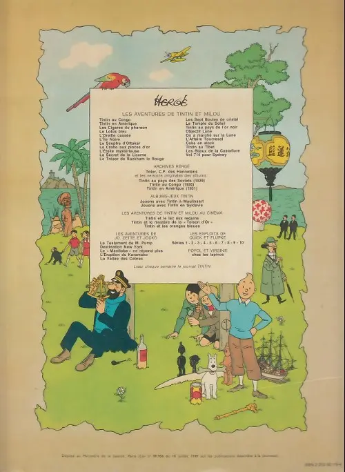 Verso de l'album Tintin Tome 20 Tintin au Tibet