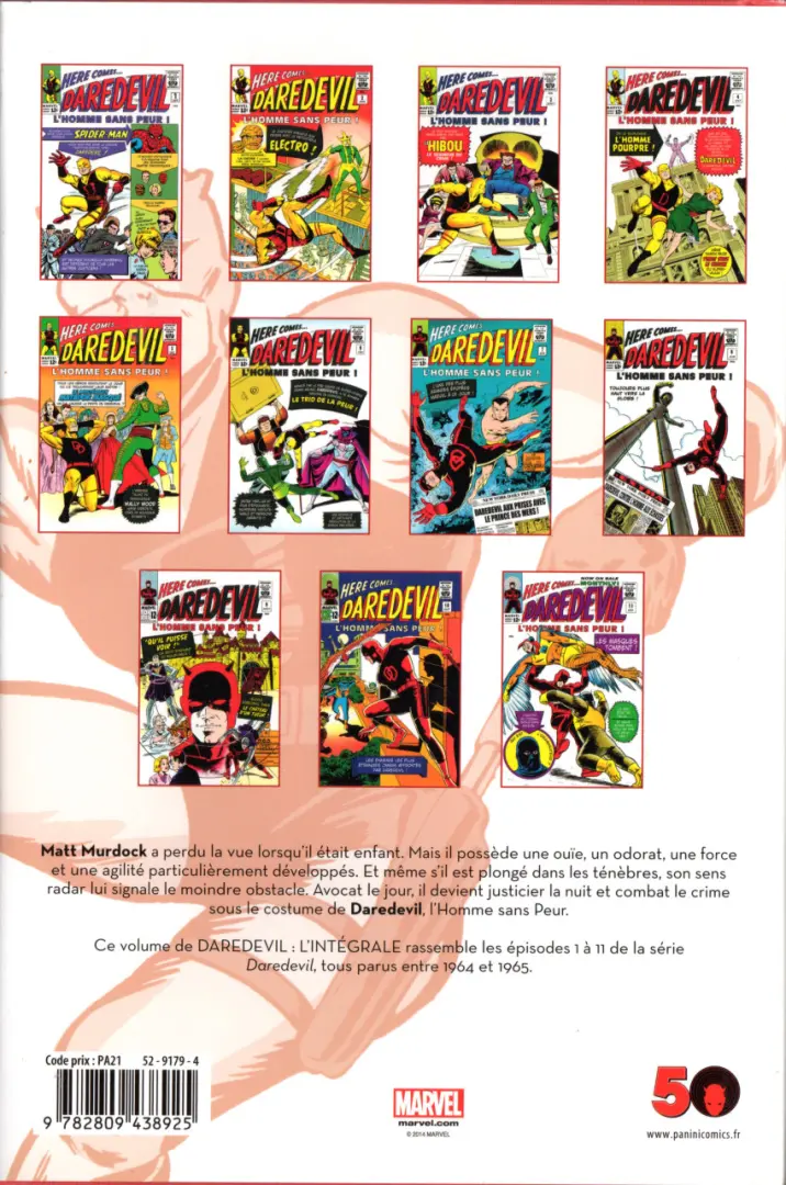 Verso de l'album Daredevil - L'Intégrale Tome 1 1964 - 1965