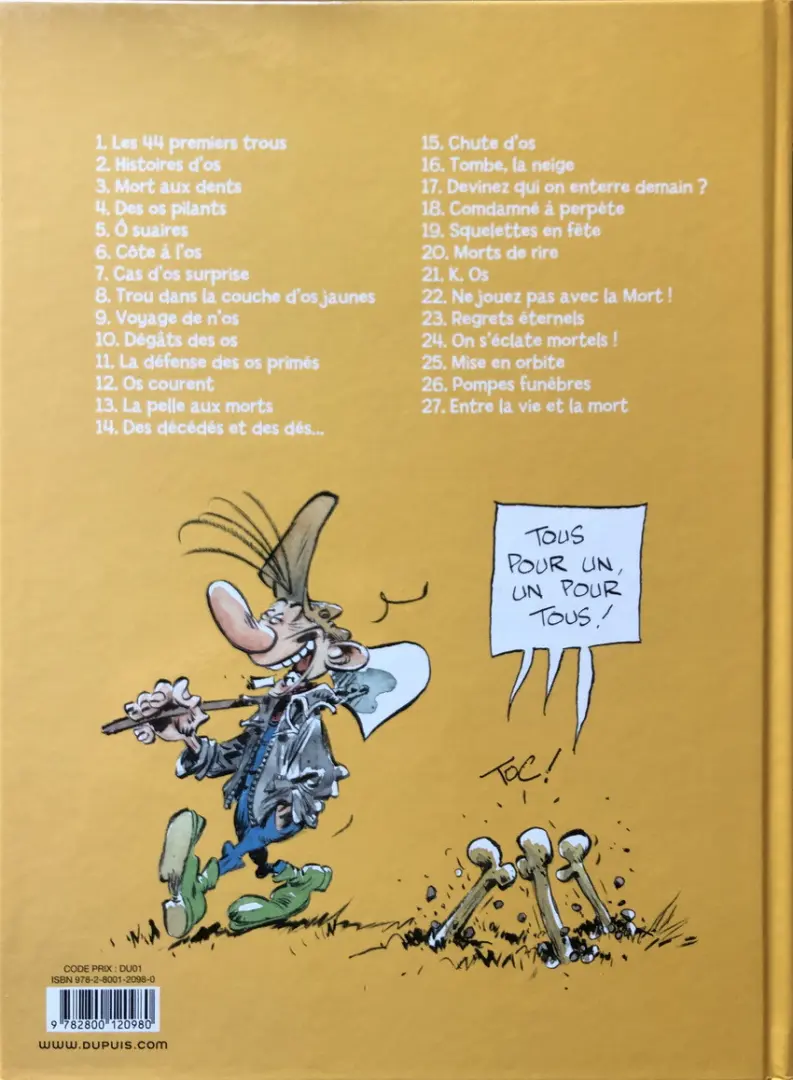 Verso de l'album Pierre Tombal Tome 11 La défense des os primés