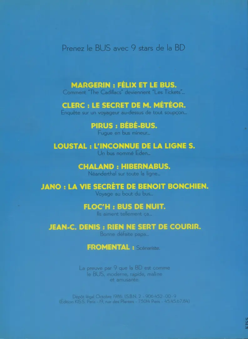Verso de l'album Félix et le bus TUV