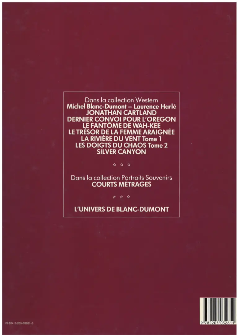 Verso de l'album Jonathan Cartland Tome 6 Les doigts du chaos