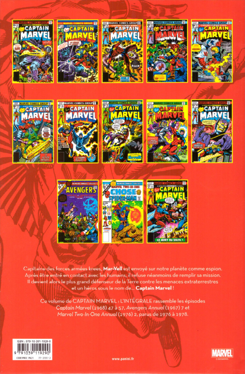 Verso de l'album Captain Marvel - L'intégrale Tome 5 1976-1978