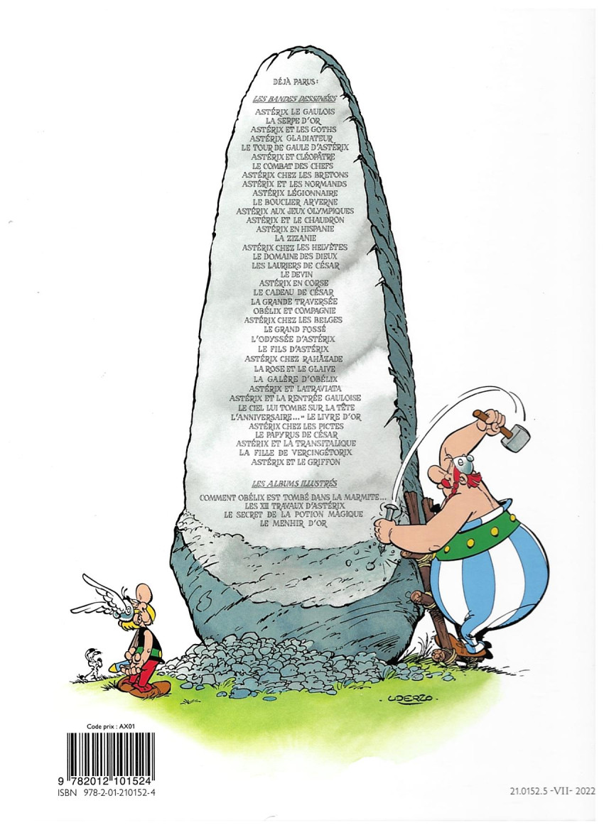 Verso de l'album Astérix Tome 20 Astérix en Corse