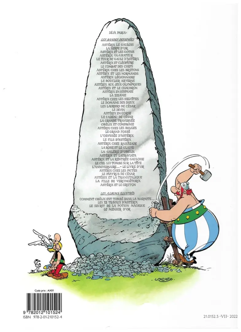Verso de l'album Astérix Tome 20 Astérix en Corse