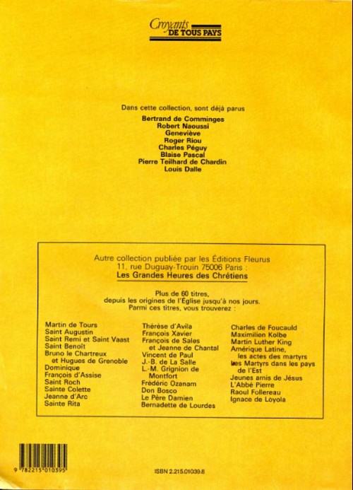 Verso de l'album Croyants de tous pays Tome 8 Louis Dalle, un homme libre