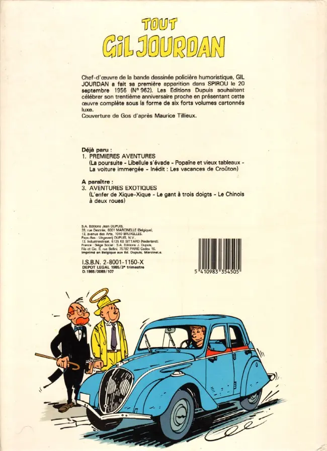 Verso de l'album Gil Jourdan Tout Gil Jourdan Tome 2 Enquêtes françaises
