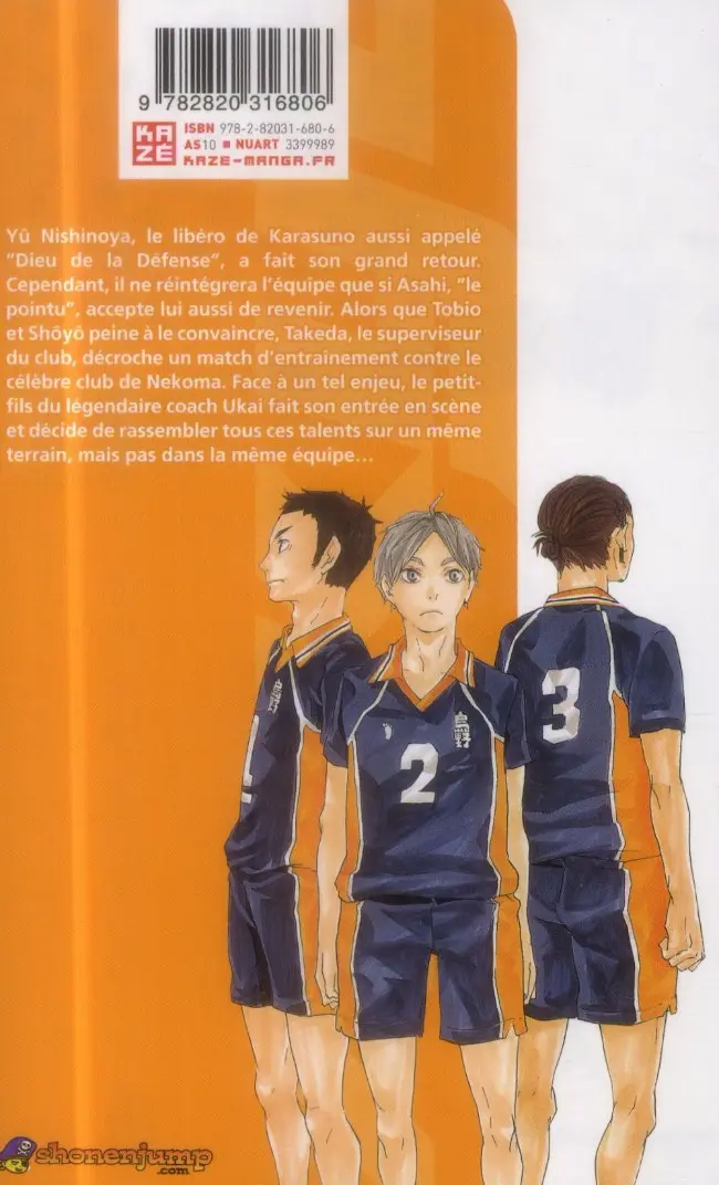 Verso de l'album Haikyu !! Les As du Volley 3