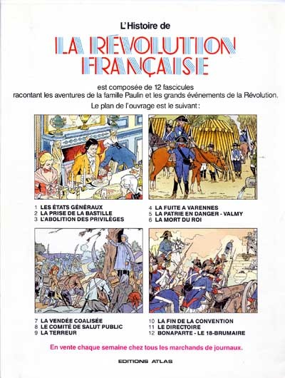 Verso de l'album Histoire de la révolution française Fascicule 1