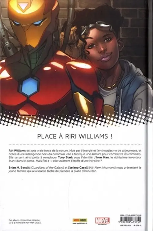 Verso de l'album Invincible Iron Man : Ironheart Tome 1 Naissance d'une héroïne