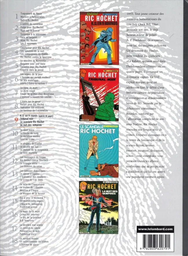 Verso de l'album Ric Hochet Intégrale Tome 9