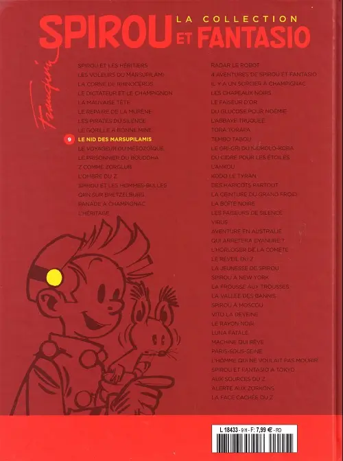 Verso de l'album Spirou et Fantasio La collection Tome 9 Le nid des Marsupilamis