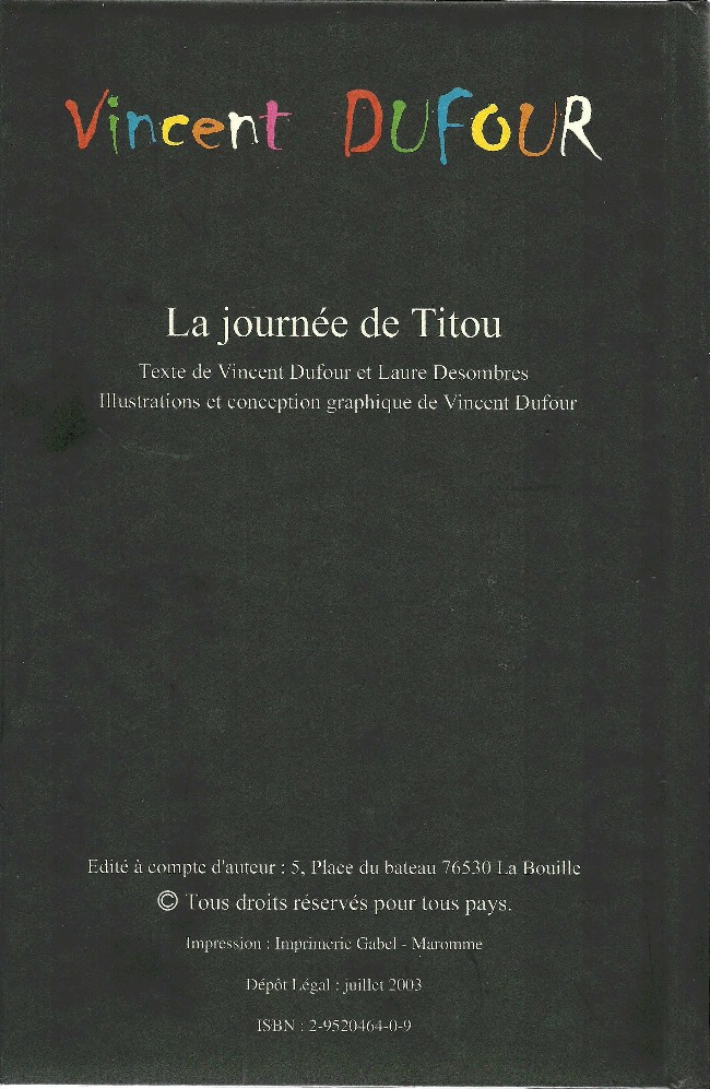 Verso de l'album Titou Tome 1 La journée de Titou