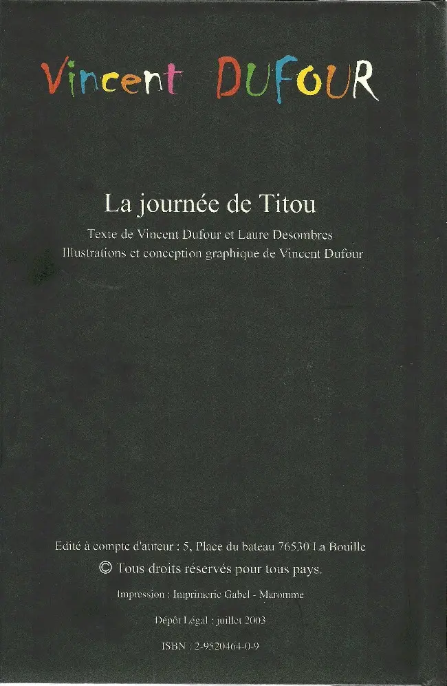 Verso de l'album Titou Tome 1 La journée de Titou