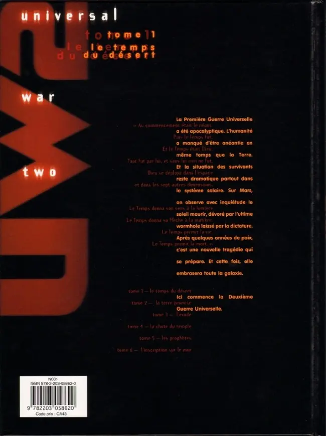 Verso de l'album Universal War Two Tome 1 Le temps du désert