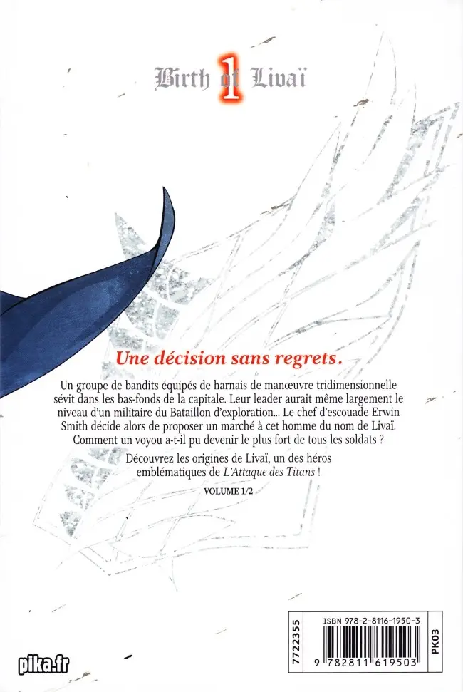 Verso de l'album L'Attaque des Titans - Birth of Livaï 1