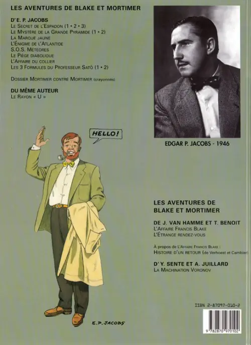 Verso de l'album Blake et Mortimer Tome 6 La marque jaune