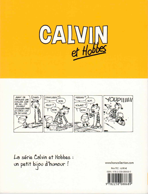 Verso de l'album Calvin et Hobbes Tome 9 On n'arrête pas le progrès !