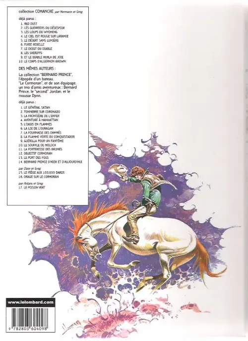 Verso de l'album Comanche Tome 10 Le corps d'Algernon Brown