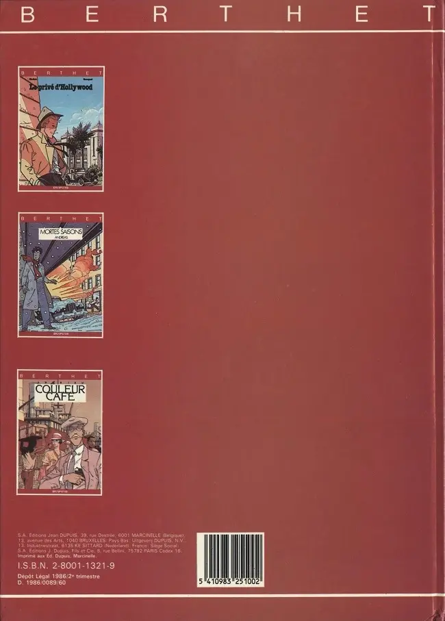 Verso de l'album Couleur Café