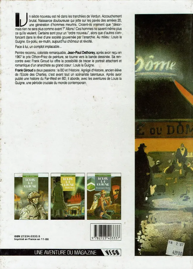 Verso de l'album Louis la Guigne Tome 1