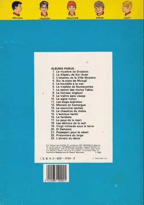 Verso de l'album La Patrouille des Castors Tome 4 Sur la Piste de Mowgli