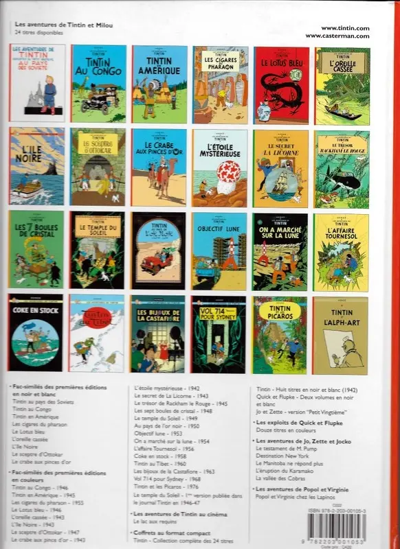 Verso de l'album Tintin Tome 6 L'oreille cassée