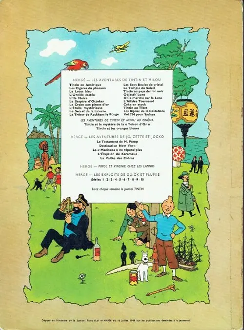 Verso de l'album Tintin Tome 5 Le lotus bleu