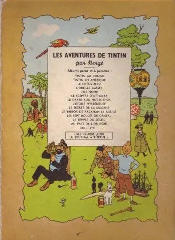 Verso de l'album Tintin Tome 8 Le sceptre d'Ottokar