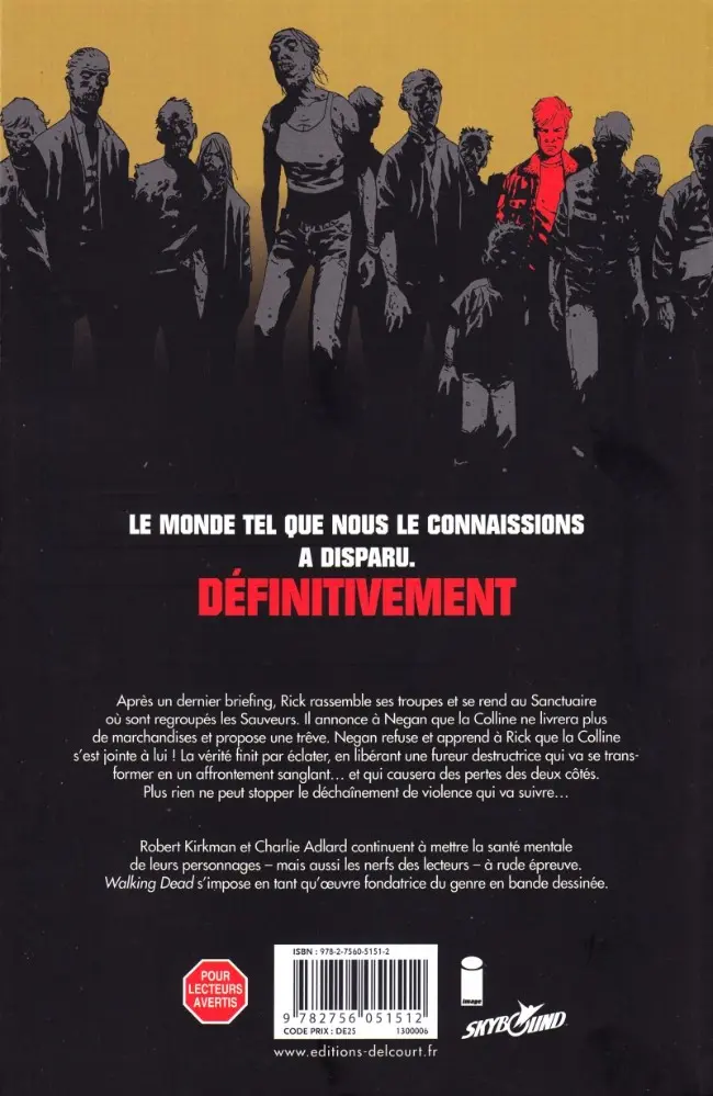 Verso de l'album Walking Dead Tome 20 Sur le sentier de la guerre