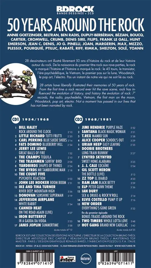 Verso de l'album BD Rock 50 Years Around the Rock