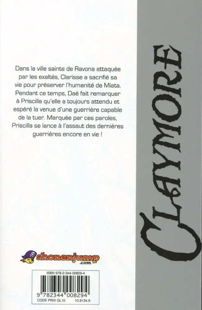 Verso de l'album Claymore Tome 26 La lame funèbre