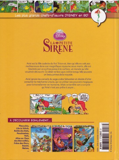 Verso de l'album Les plus grands chefs-d'œuvre Disney en BD Tome 17 Petite sirène (La)