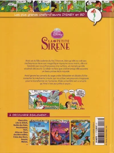 Verso de l'album Les plus grands chefs-d'œuvre Disney en BD Tome 17 Petite sirène (La)