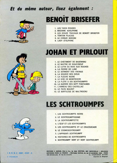 Verso de l'album Johan et Pirlouit Tome 13 Le sortilège de Maltrochu