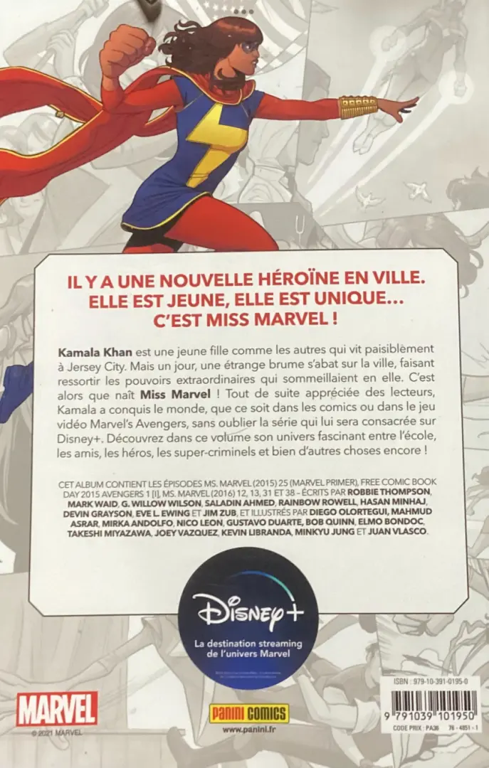 Verso de l'album Ms. Marvel Tome 1