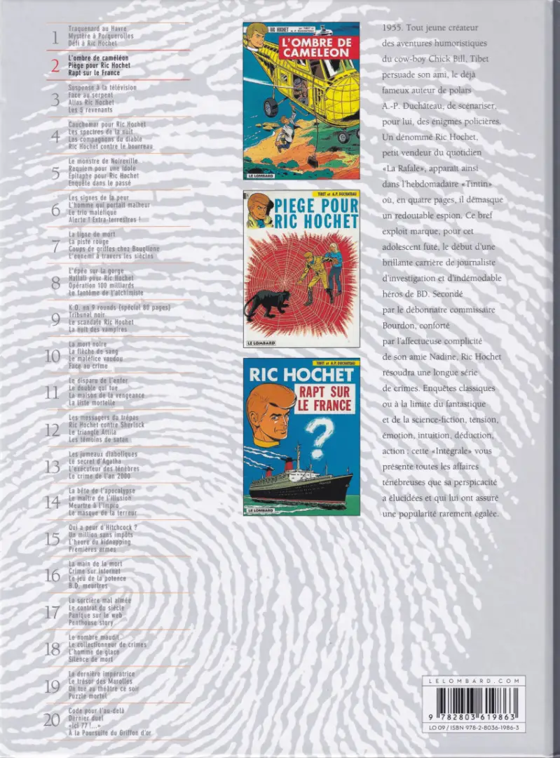 Verso de l'album Ric Hochet Intégrale Tome 2
