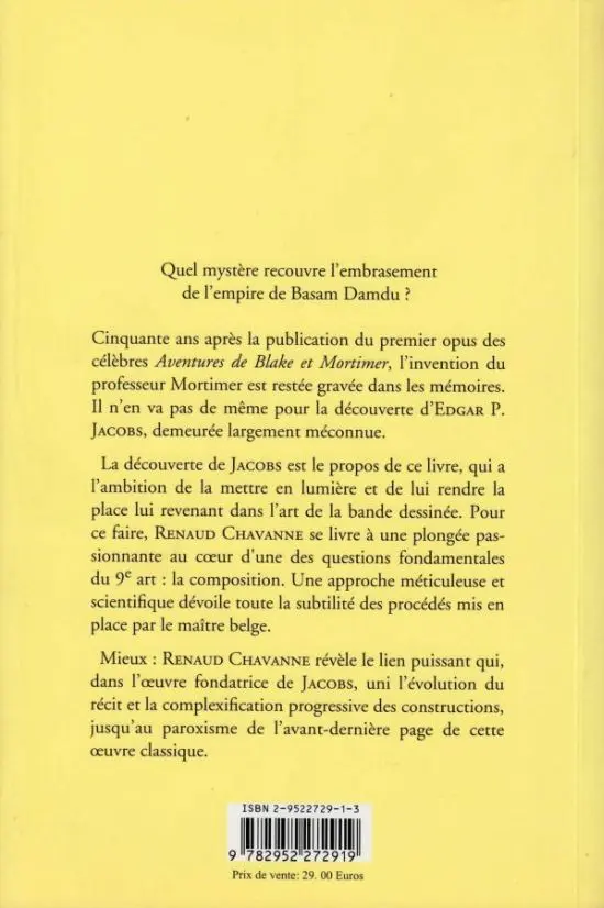 Verso de l'album Edgar P. Jacobs & le Secret de l'explosion