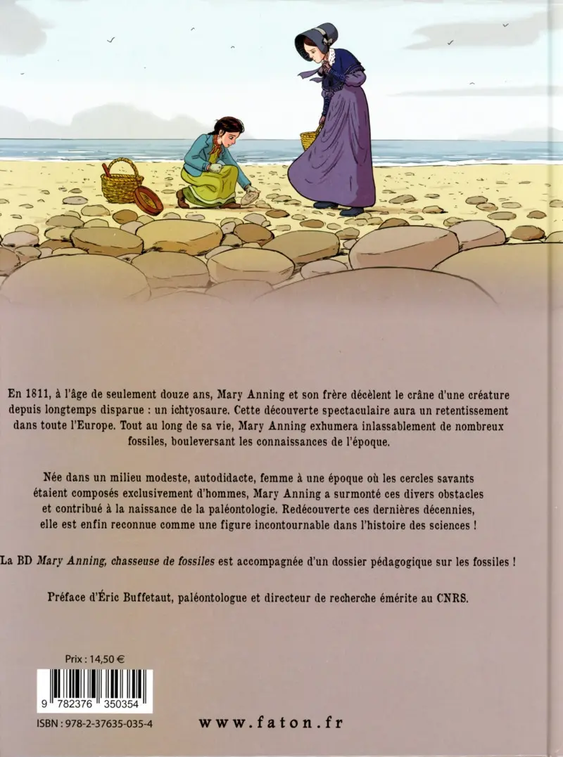 Verso de l'album Mary Anning chasseuse de fossiles