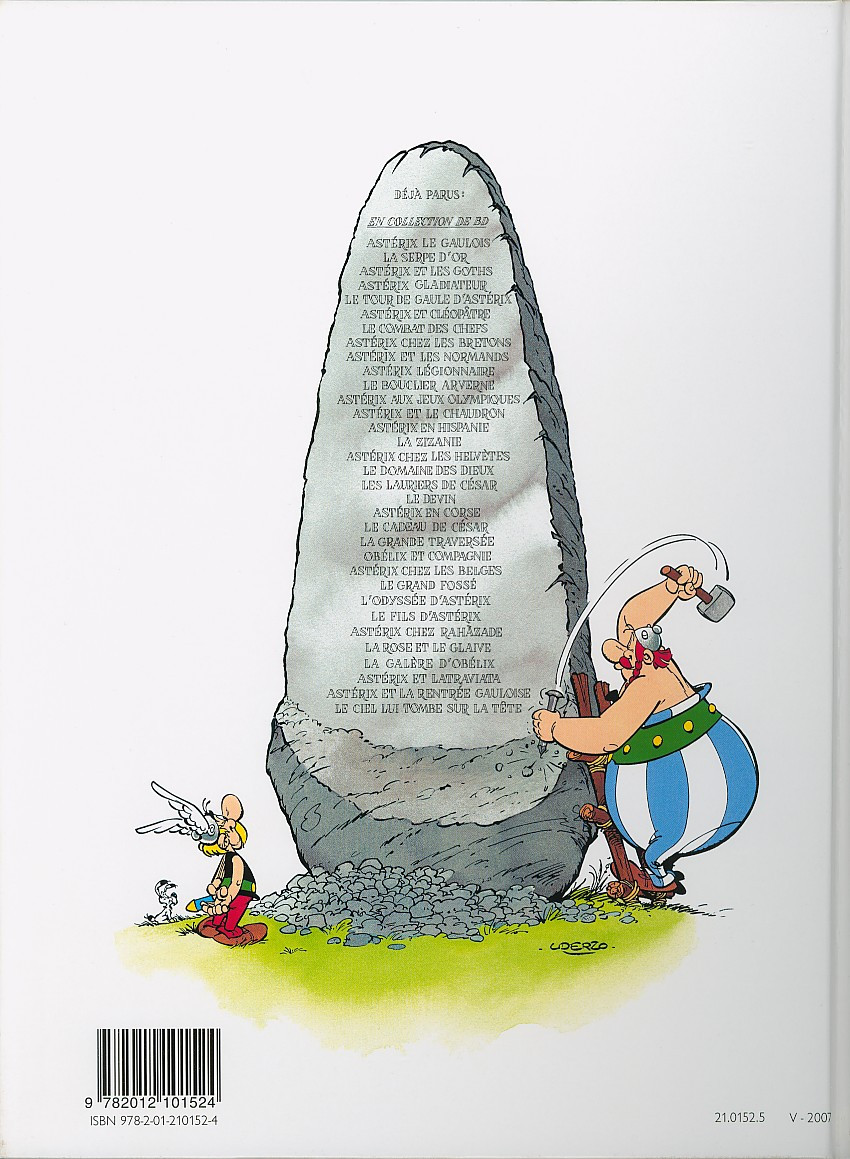 Verso de l'album Astérix Tome 20 Astérix en Corse