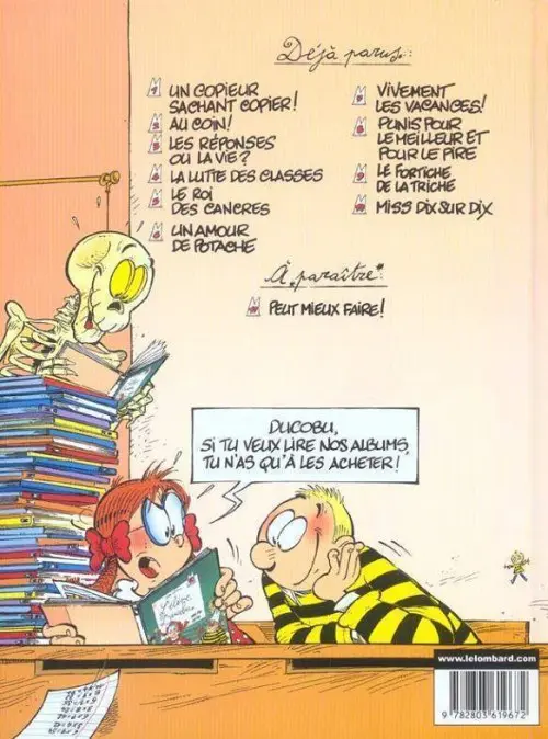 Verso de l'album L'Élève Ducobu Tome 10 Miss Dix sur Dix