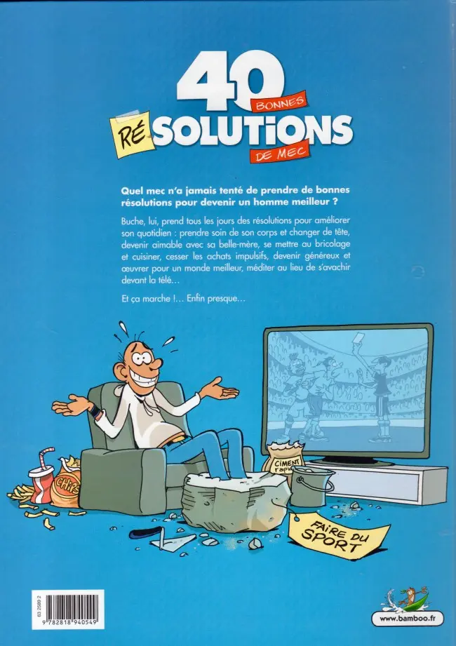 Verso de l'album 40 bonnes résolutions de mec