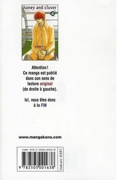 Verso de l'album Honey and clover 4