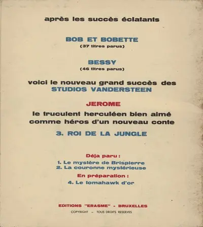 Verso de l'album Jérôme Tome 3 Roi de la jungle