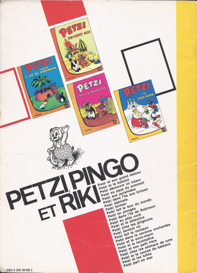 Verso de l'album Petzi Tome 8 Petzi fermier